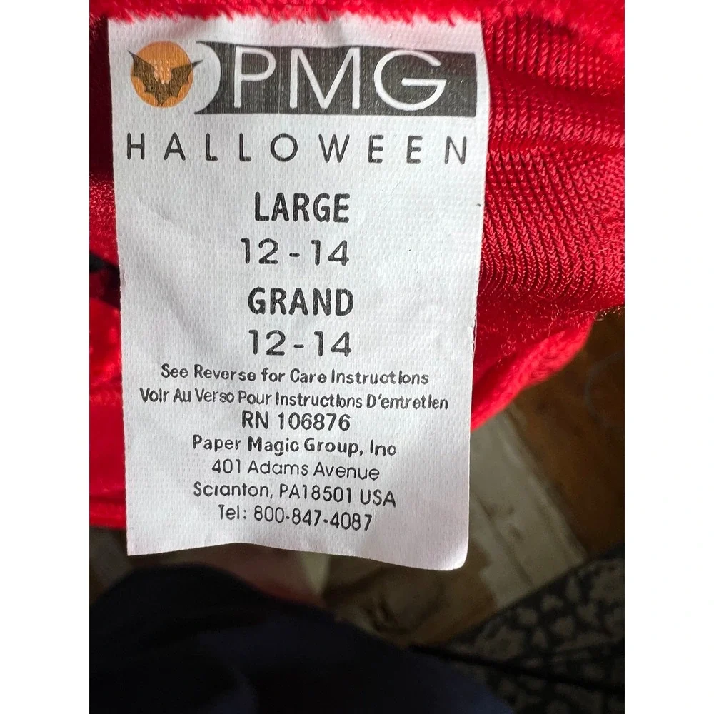 PMG Halloween Girls Red Crushed Velvet Vampire Costume Dress Black Fishnet Large